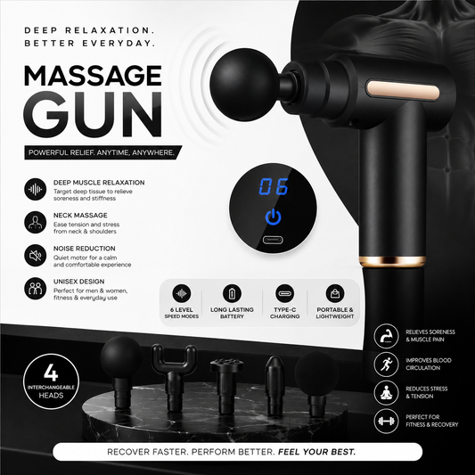 Massage Gun For Deep Muscle Relaxation, Neck Massage, Electric Fitness Equipment, Noise Reduction, Unisex.